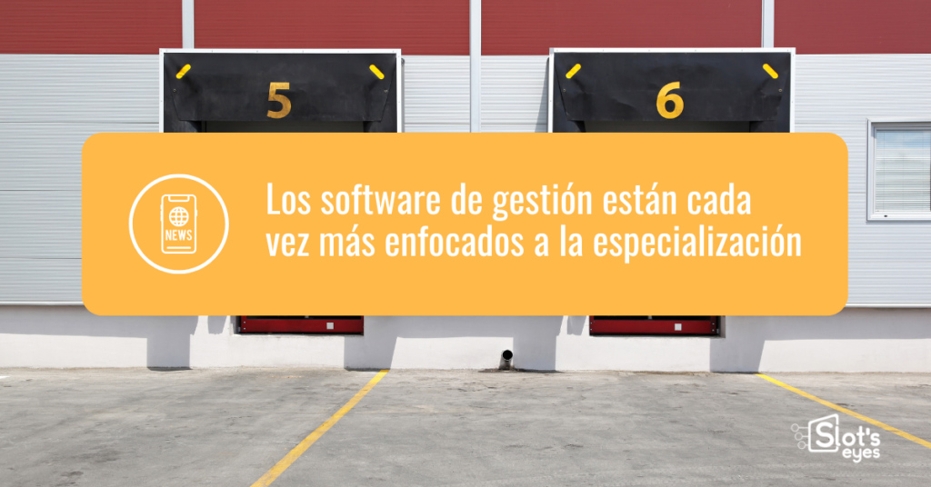 Dos puertas de muelle numeradas con el 5 y el 6 en la fachada de una nave logística