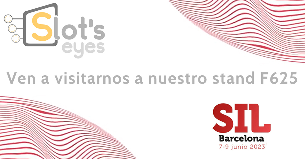 Cartel de Slot's Eyes invitando a visitar el estand F625 del SIL Barcelona, del 7 al 9 de junio de 2023