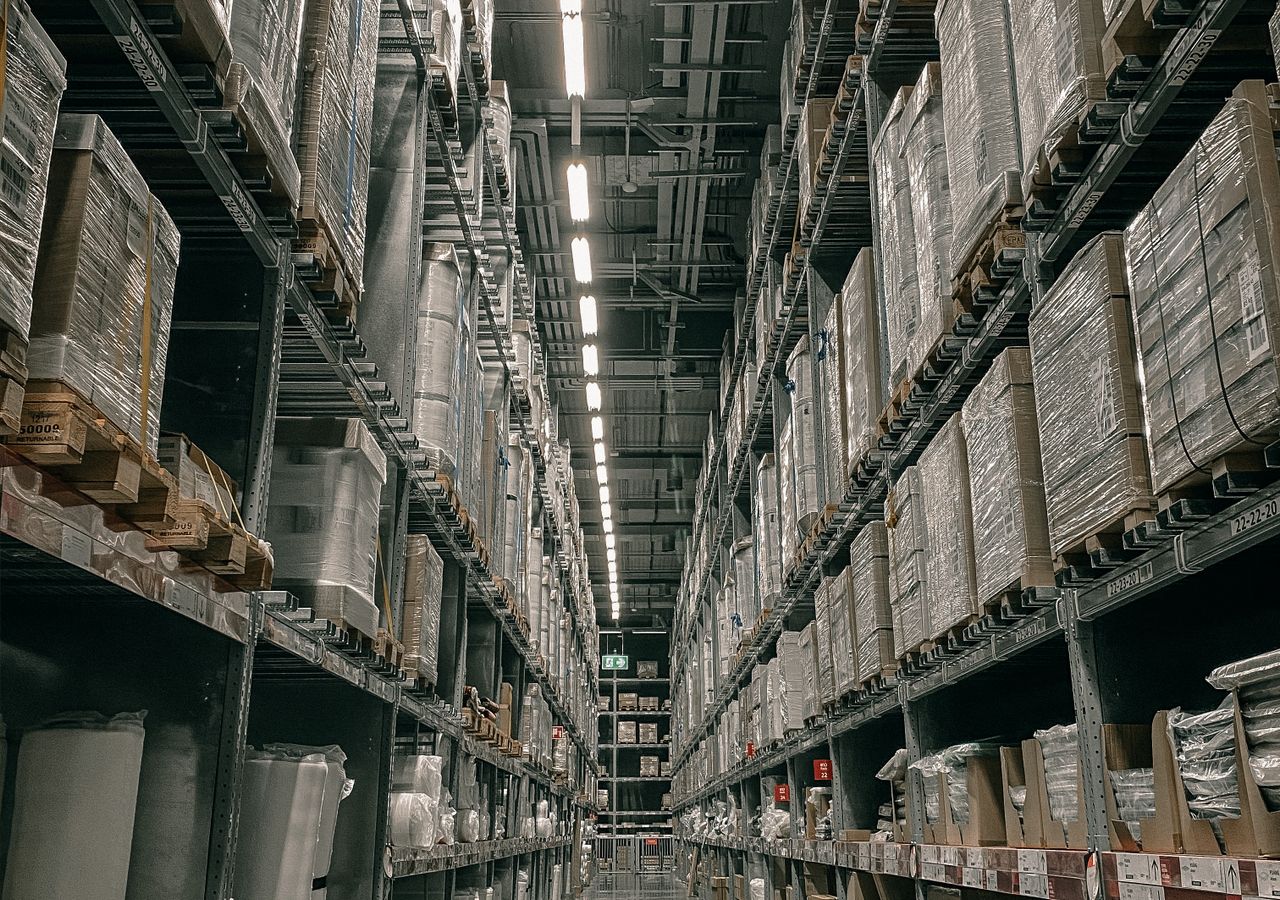 Aisle in a logistics warehouse